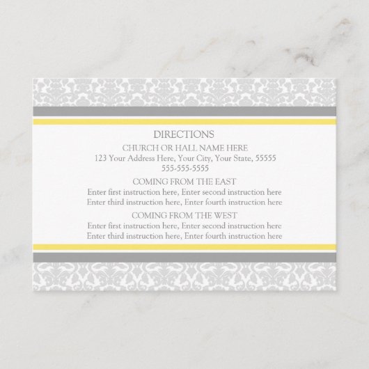 Karten für die Hochzeitrichtung Lemon Gray Damask (Vorderseite)