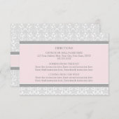 Karten für die Hochzeitrichtung Rosa Grau Damask (Vorne/Hinten)