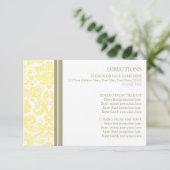 Karten für die Hochzeitrichtung Tan Yellow Damask (Stehend Vorderseite)