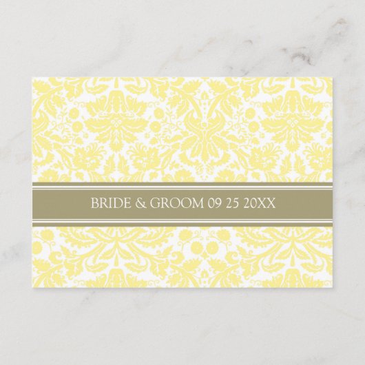 Karten für die Hochzeitrichtung Tan Yellow Damask (Rückseite)