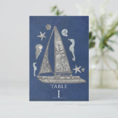 Karten für die Tischnummer Nautic Silver Boat & Be (Stehend Vorderseite)