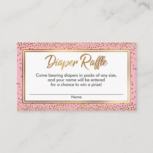 Karten für Gold und Rosa Confetti-Windeln (Vorderseite)