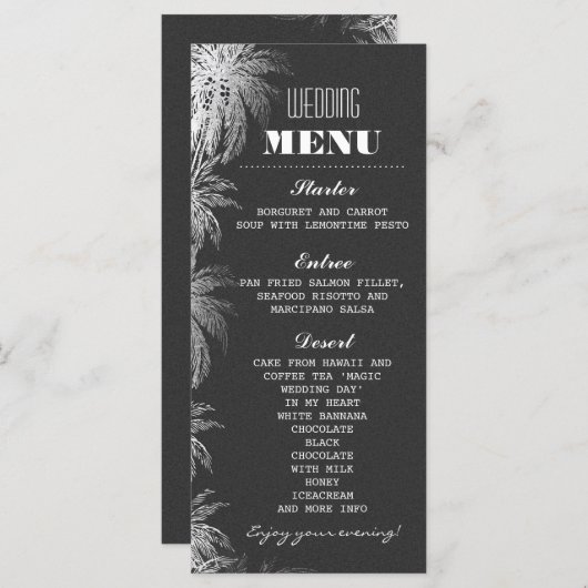 Karten für Hochzeiten am Strand mit Palmenblättern (Vorne/Hinten)