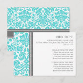 Karten für Hochzeiten Aqua Gray Damask (Vorne/Hinten)