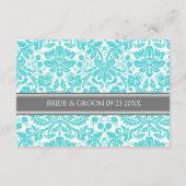 Karten für Hochzeiten Aqua Gray Damask (Rückseite)