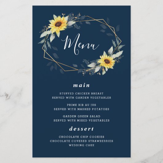 Karten für Hochzeiten von Sonnenblumen Navy, Geome (Vorderseite)