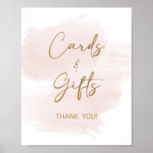 Karten & Geschenke Aquarellblush & Gold Duschsigna Poster (Vorne)