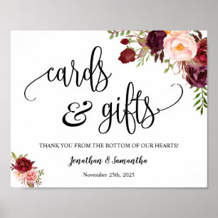 Karten & Geschenke Hochzeitsempfang Boho Marsala S Poster