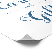 Karten Geschenke Hochzeitsschild Blau Gelbe Blüte Poster (Ecke)