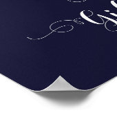 Karten Geschenke Hochzeitsschild Marineblau Rosa F Poster (Ecke)