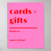 Karten Geschenke kühne Typografie Rosa Red Wedding Poster (Vorne)