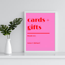 Karten Geschenke kühne Typografie Rosa Red Wedding Poster