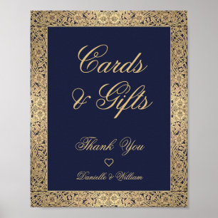 Karten & Geschenke Navy Blau Gold Rosen Elegante H Poster