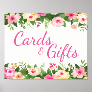 Karten Geschenke Rosa Wasserfarbe Florale Hochzeit Poster