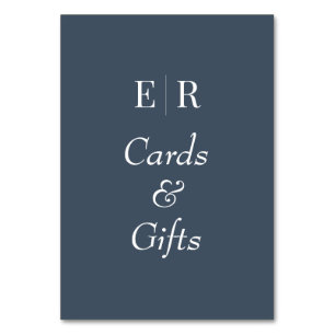 Karten & Geschenke Schieferblaue Monogramm-Tischta