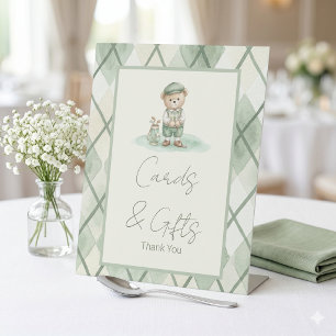Karten & Geschenke Schild Golfspielender Hellgrün
