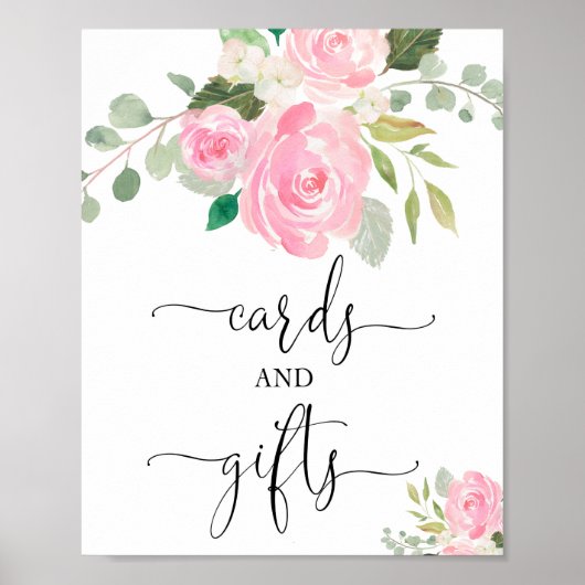 Karten Geschenke Schild Rosa Blütendusche (Vorne)