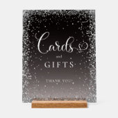 KARTEN & GESCHENKE Schwarz Silber Glitter Brautpar Acrylschild (Vorderseite)