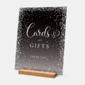 KARTEN & GESCHENKE Schwarz Silber Glitter Brautpar Acrylschild (Winkel)