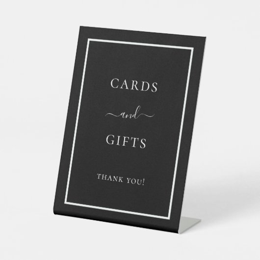 Karten Geschenke Schwarz-weißes Party Sockelschild (Vorderseite)