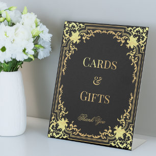 Karten & Geschenke Schwarze Vintage-Eleganz mit Go Sockelschild