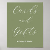 Karten Geschenke Seite Grün Weiße Hochzeit Poster (Vorne)