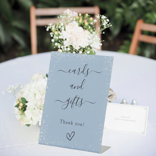Karten Geschenke staubblaue Silberhochzeit Sockelschild