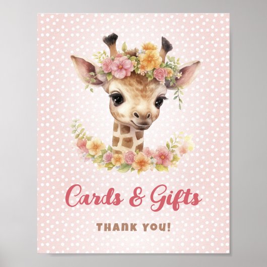 Karten Geschenke Table Giraffe Safari Baby Girl Du Poster (Vorne)
