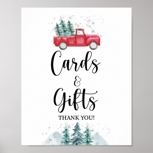 Karten & Geschenke Unterschreiben Winter Roter Wei Poster (Vorne)