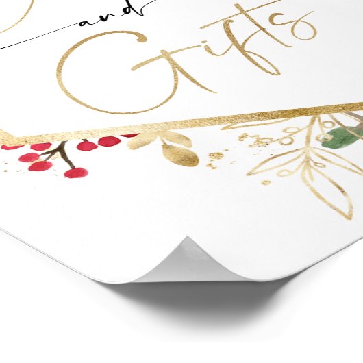 Karten Geschenke unterzeichnen Weihnachten Rot Gol Poster (Ecke)