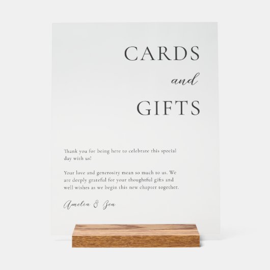 Karten Geschenktisch Danke elegant Schwarz-weiß Acrylschild (Vorderseite)