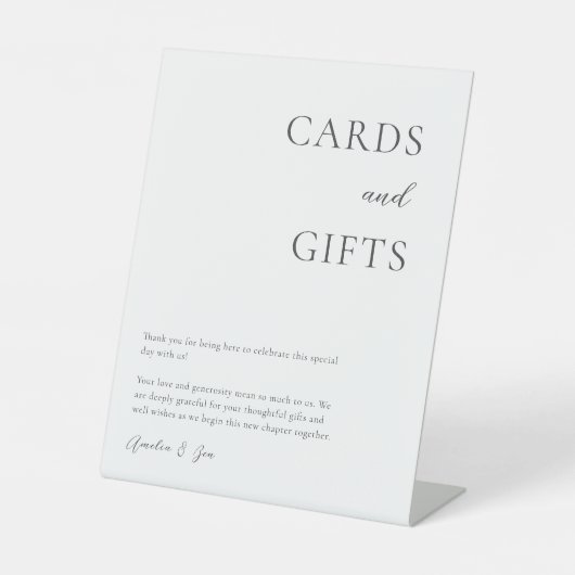 Karten Geschenktisch Danke elegant Schwarz-weiß Sockelschild (Vorderseite)