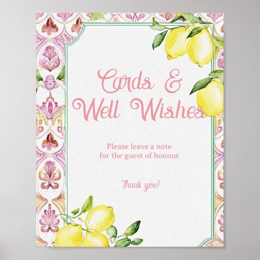 Karten & Glückwünsche Schild Pink Gelbe Zitrone Du (Vorne)