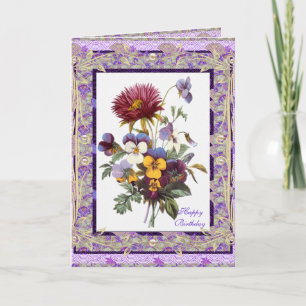 Karten-Gruß Vintage Floral Mauve Blumen Karte