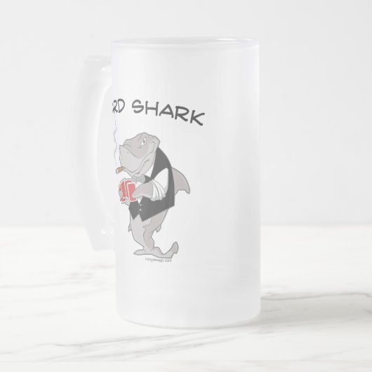 Karten-Haifisch Mattglas Bierglas (Vorderseite Links)
