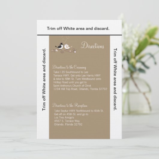 Karten-Hochzeits-Vögel der Richtungs-3.5x6 Einladung (Stehend Vorderseite)