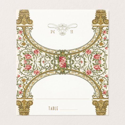 Karten Hochzeitstisch Vintag (Außenseite Aufgefaltet)