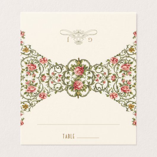 Karten Hochzeitstisch Vintag (Außenseite Aufgefaltet)