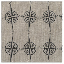 Karten-Kompass-Schwarz-Wellen-Muster-Seeküsten Stoff