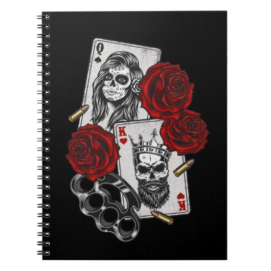 Karten , Königin und König Schädel Notizblock (Vorderseite)