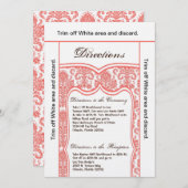 Karten-korallenroter Oran-Damast der Einladung (Vorne/Hinten)