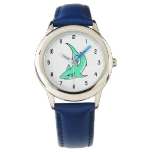 Karten lächelnder Hai Mint Blau Grün Ozean Tier Armbanduhr