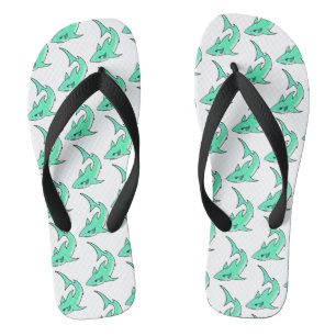 Karten lächelnder Hai Mint Blau Grün Ozean Tier Badesandalen