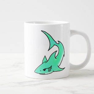Karten lächelnder Hai Mint Blau Grün Ozean Tier Jumbo-Tasse
