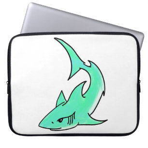 Karten lächelnder Hai Mint Blau Grün Ozean Tier Laptopschutzhülle