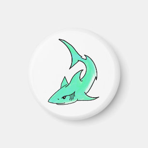 Karten lächelnder Hai Mint Blau Grün Ozean Tier Magnet