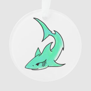 Karten lächelnder Hai Mint Blau Grün Ozean Tier Ornament