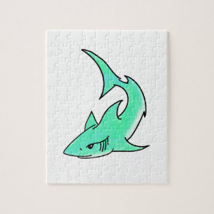 Karten lächelnder Hai Mint Blau Grün Ozean Tier Puzzle