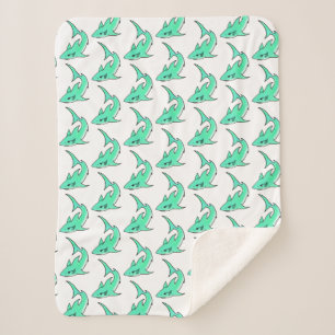 Karten lächelnder Hai Mint Blau Grün Ozean Tier Sherpadecke