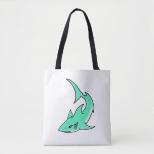 Karten lächelnder Hai Mint Blau Grün Ozean Tier Tasche